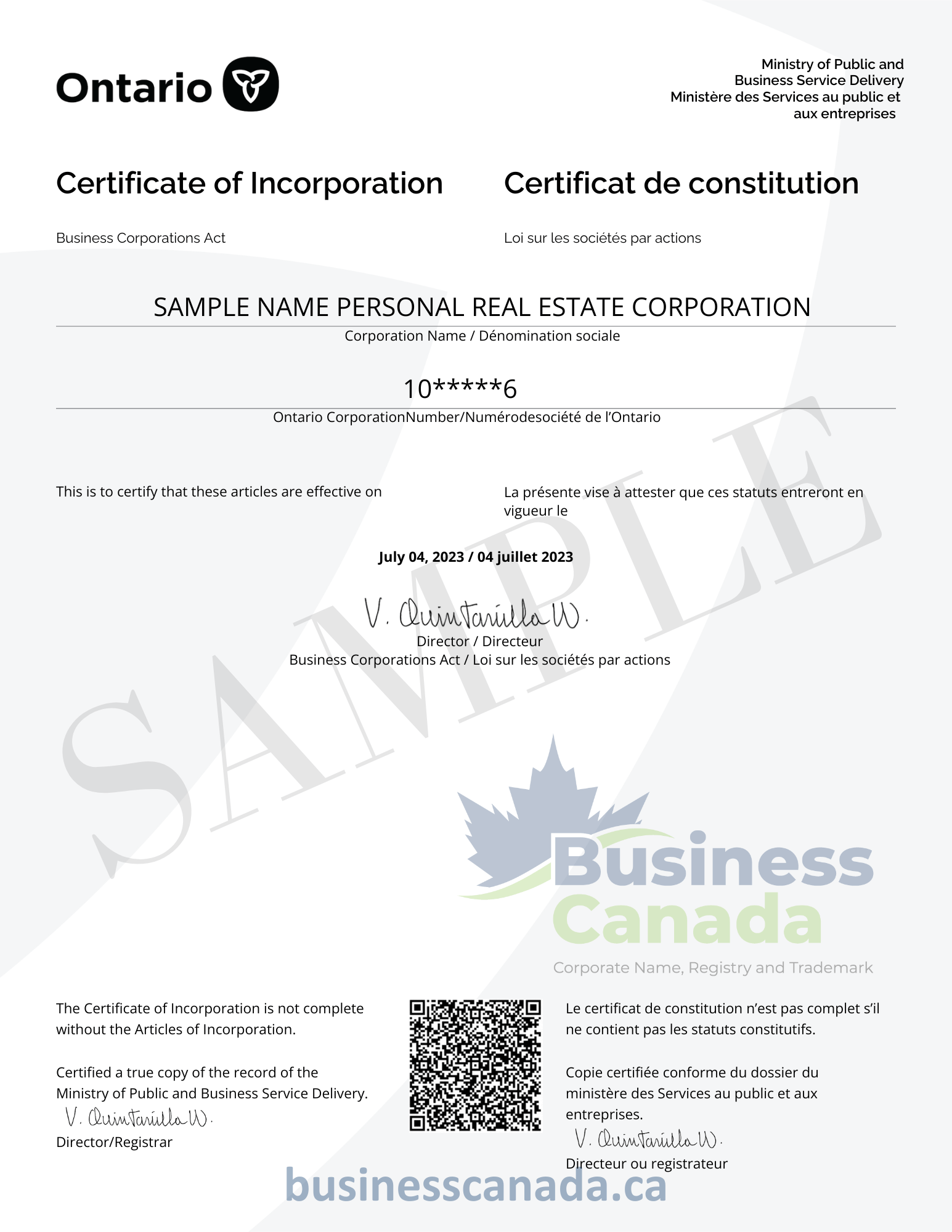 Ontario Personal Real Estate Corporation