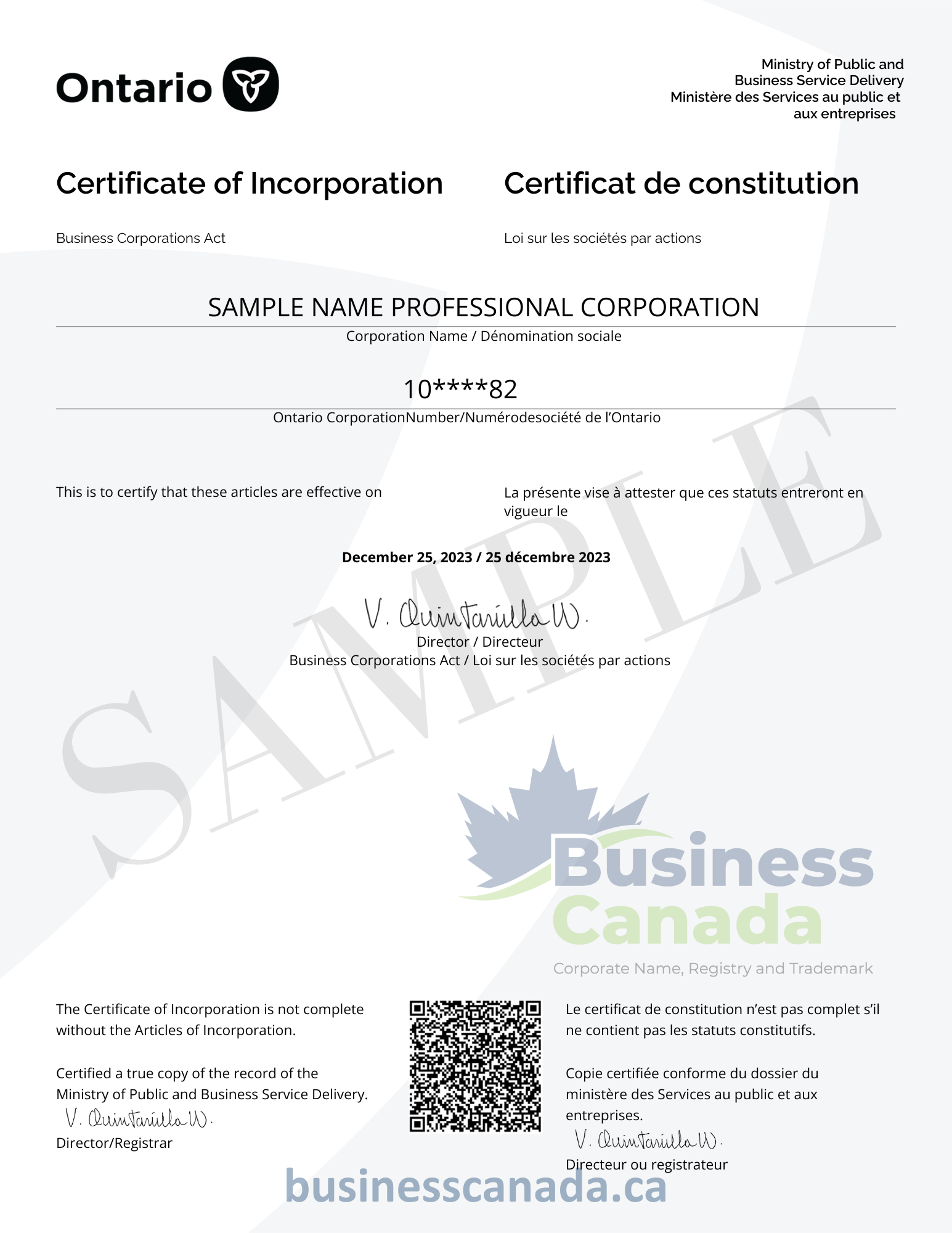 Ontario Professional Corporation